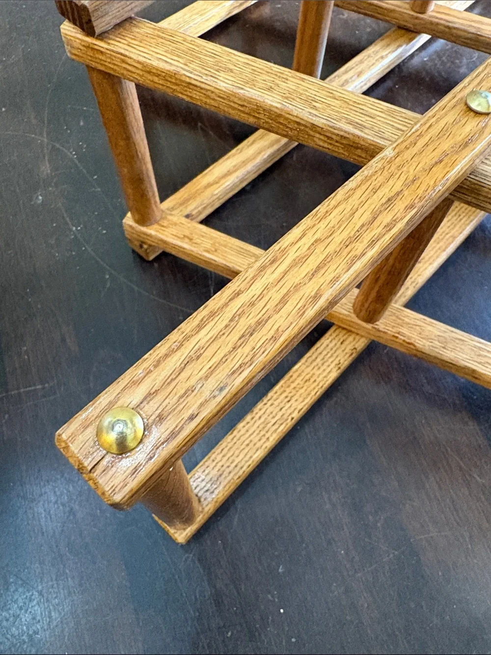 Wooden Folding Rack with Brass Accents - Light Oak